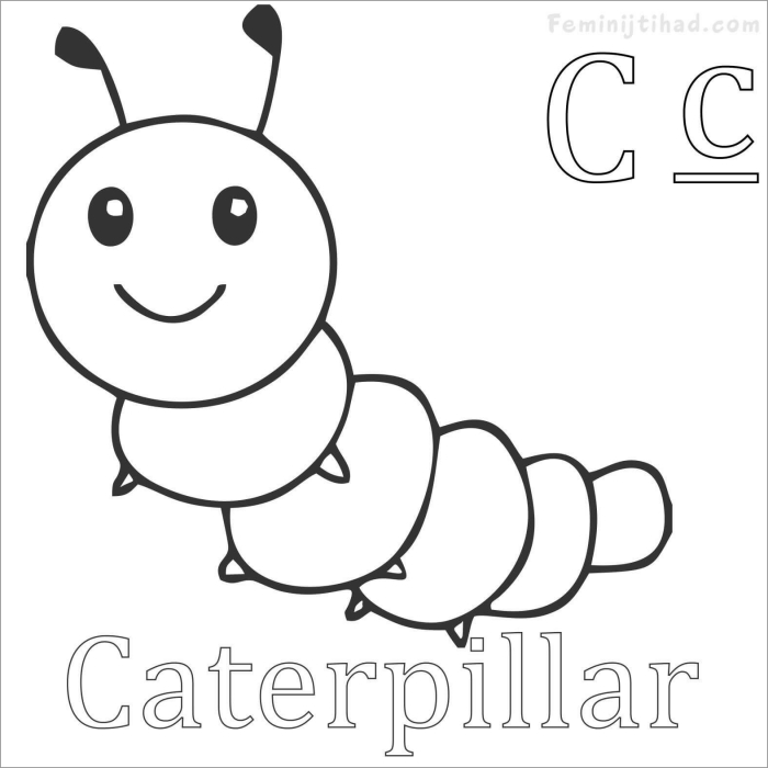 Caterpillar coloring page worksheets