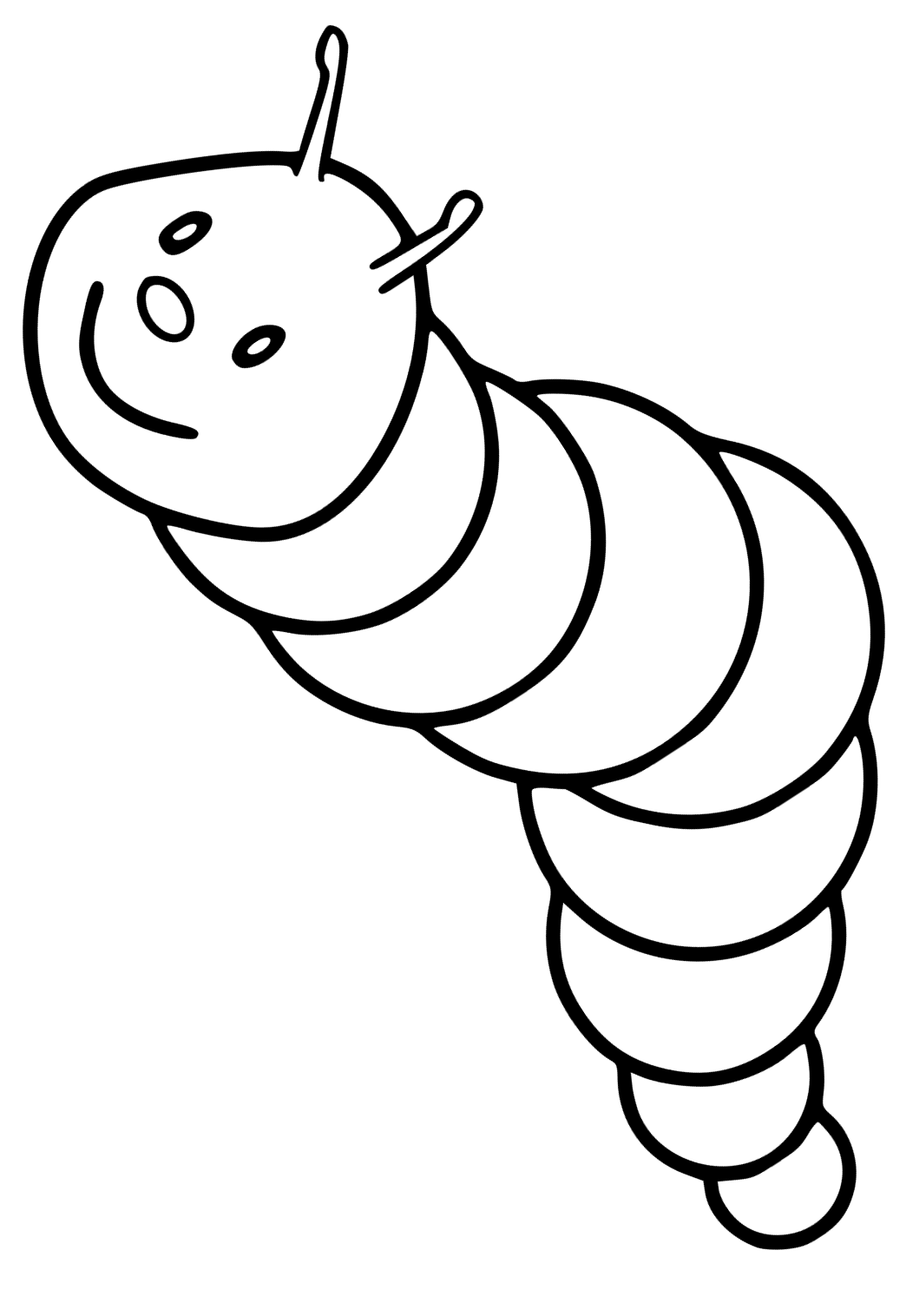 Free printable caterpillar cute coloring page for adults and kids