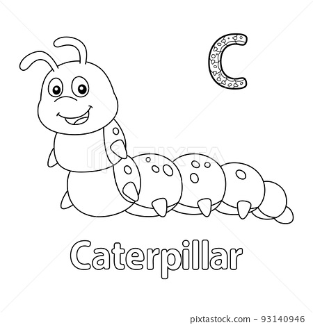 Caterpillar alphabet abc coloring page c