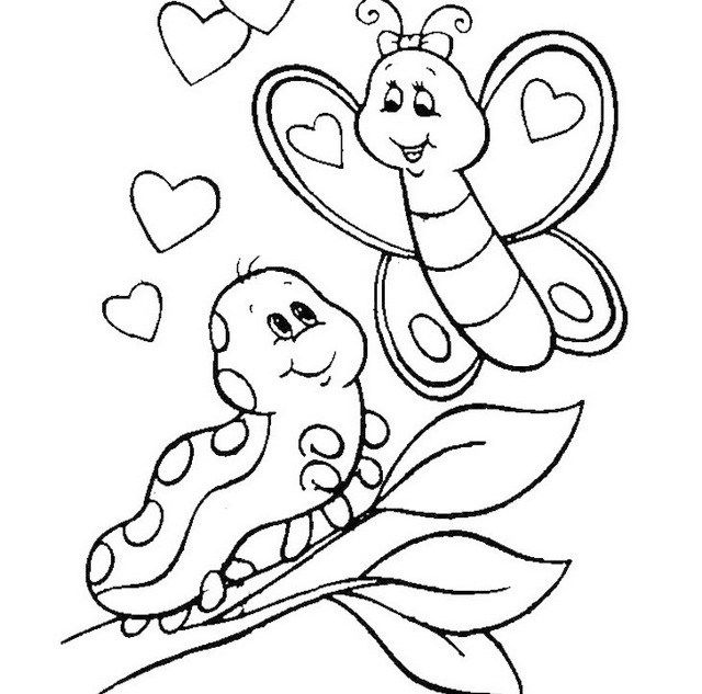 Caterpillar meeting butterfly coloring sheet valentine coloring pages butterfly coloring page printable valentines coloring pages