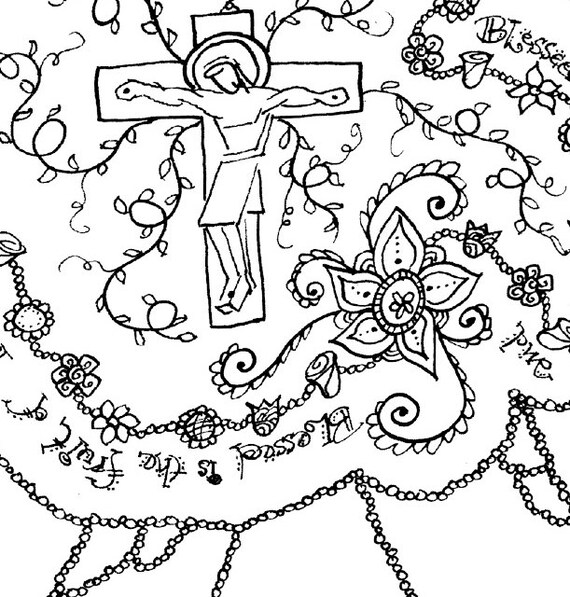 Printable hail mary catholic prayer coloring page for grownups