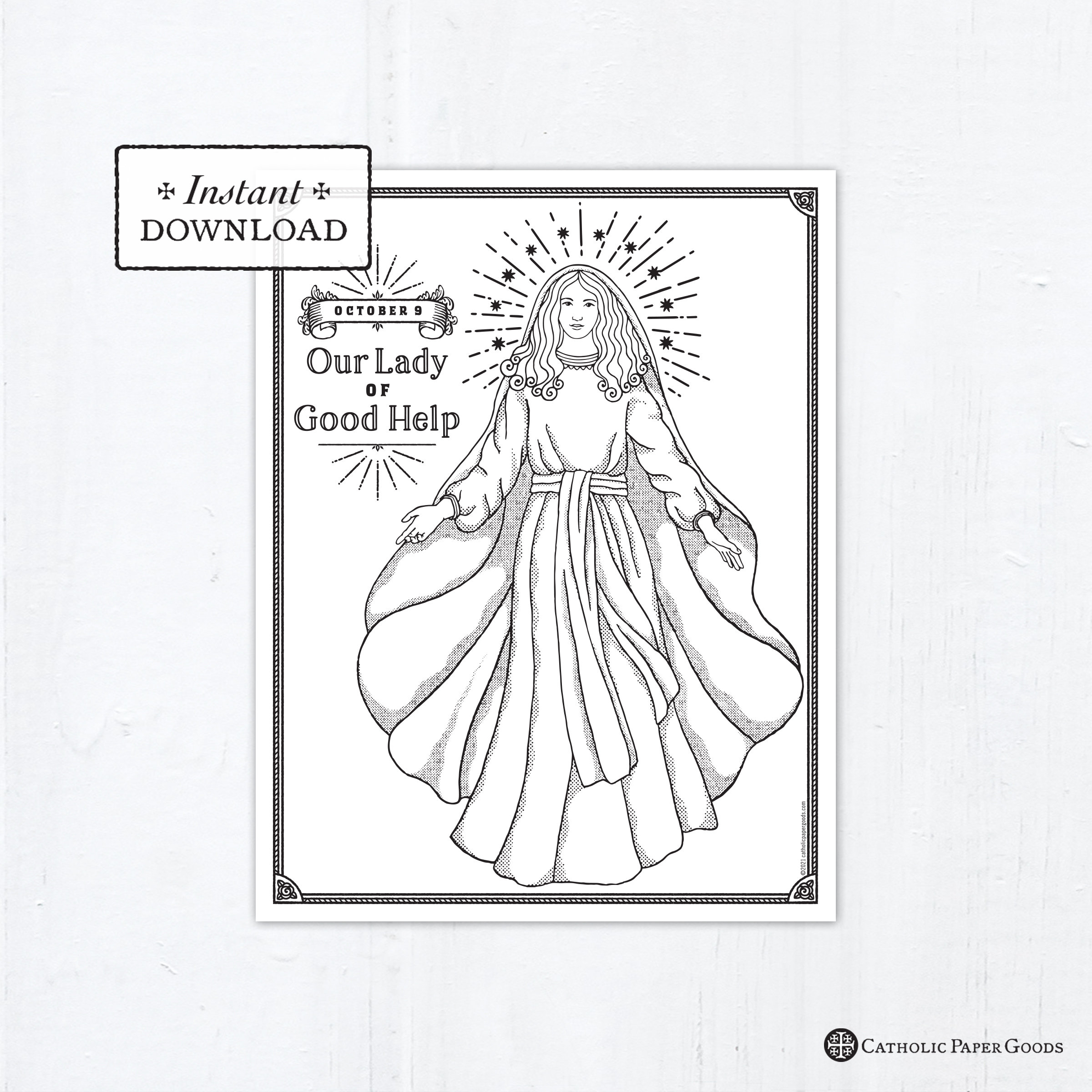 Catholic coloring page our lady of champion catholic marian coloring page printable coloring page digital coloring page pdf