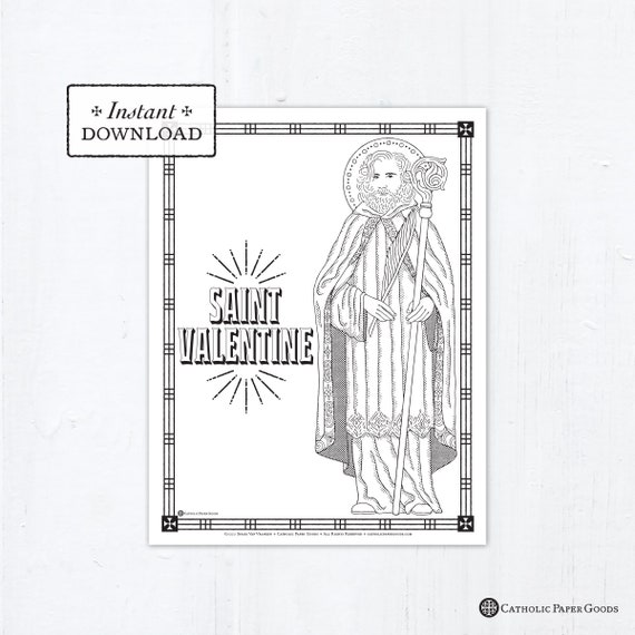 Catholic coloring page saint valentine catholic saints printable coloring page digital pdf st valentine coloring page valentines day instant download