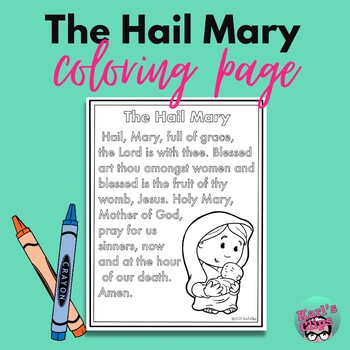 The hail mary prayer printable catholic coloring page poster grades k