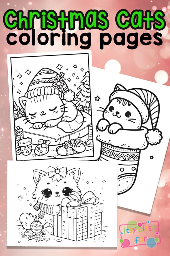 Free printable christmas cats coloring pages