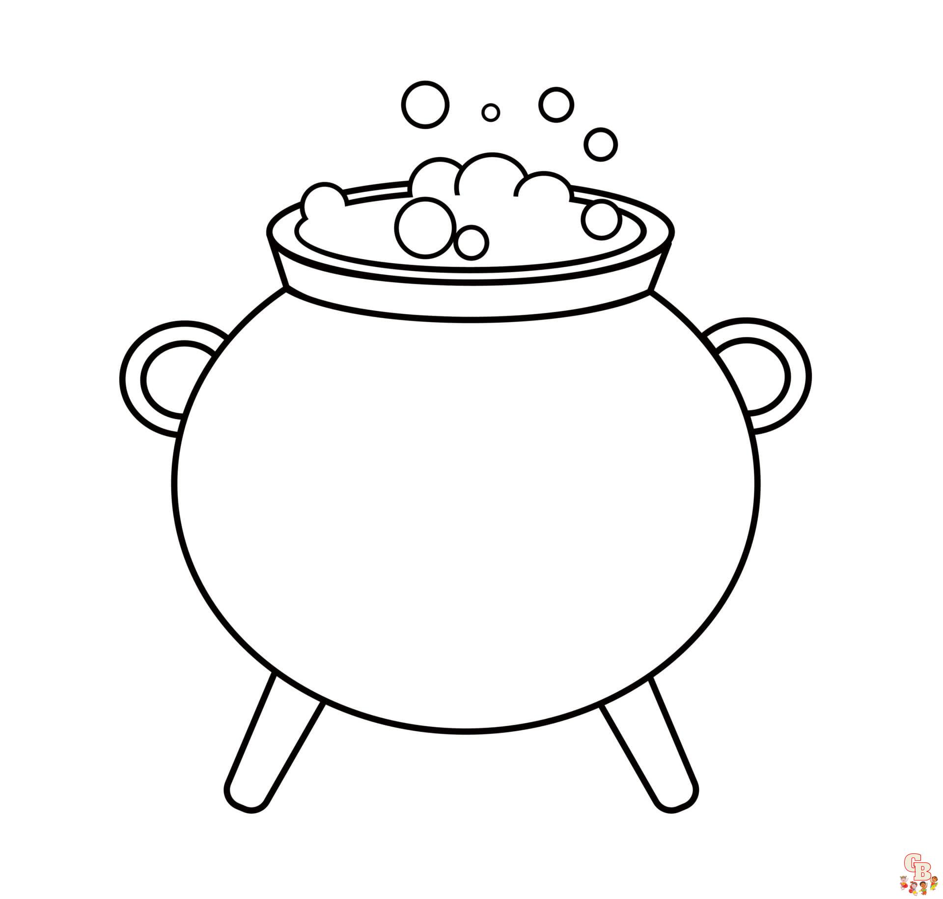 Printable cauldron coloring pages free for kids and adults