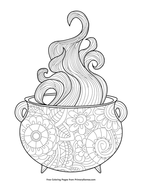 Witchs cauldron coloring page â free printable pdf from