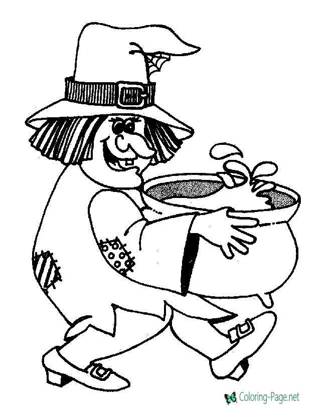 Halloween coloring pages witch cauldron