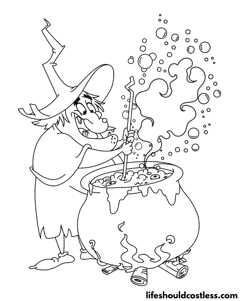 Witch coloring pages free printable pdf templates