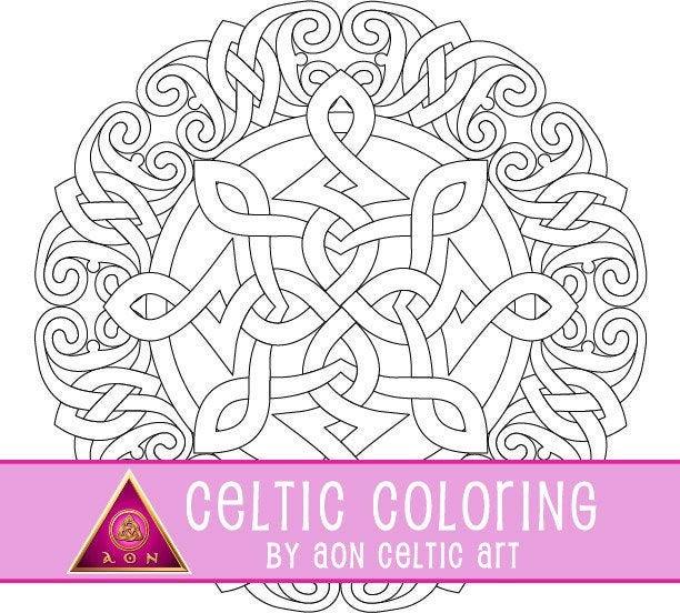 Celtic coloring page star fire irish colouring dragons animals knots spirals fantasy download adult coloring