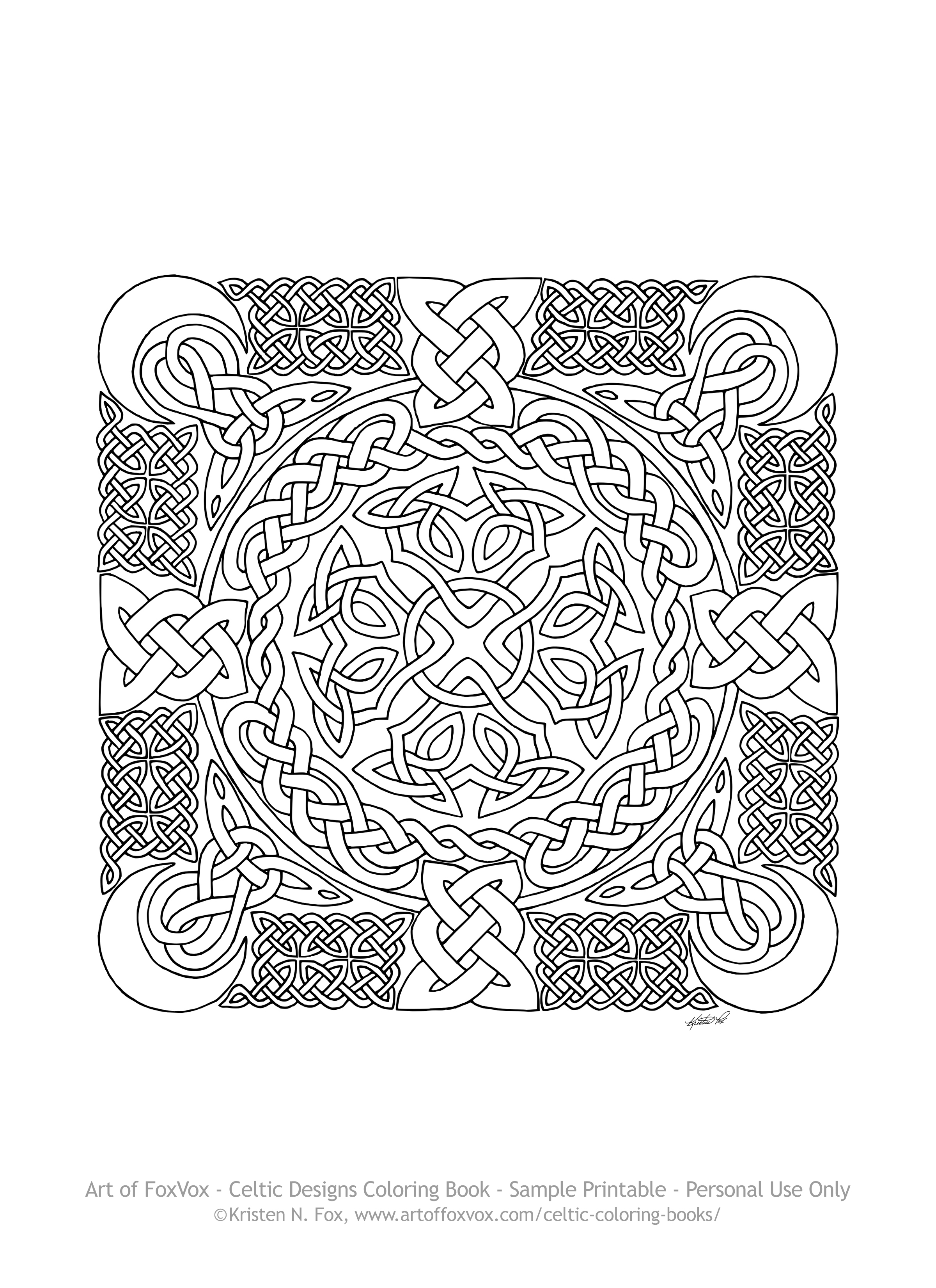 Free celtic design to print and color art of foxvox â original celtic art fine art photography