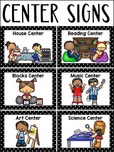 Center signs for preschool pre