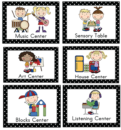 Center signs for preschool pre