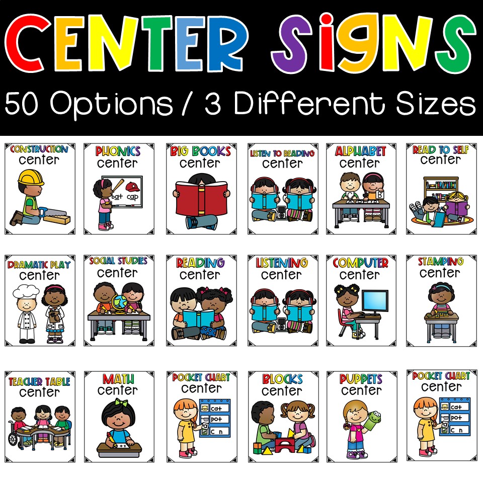 Classroom center signs