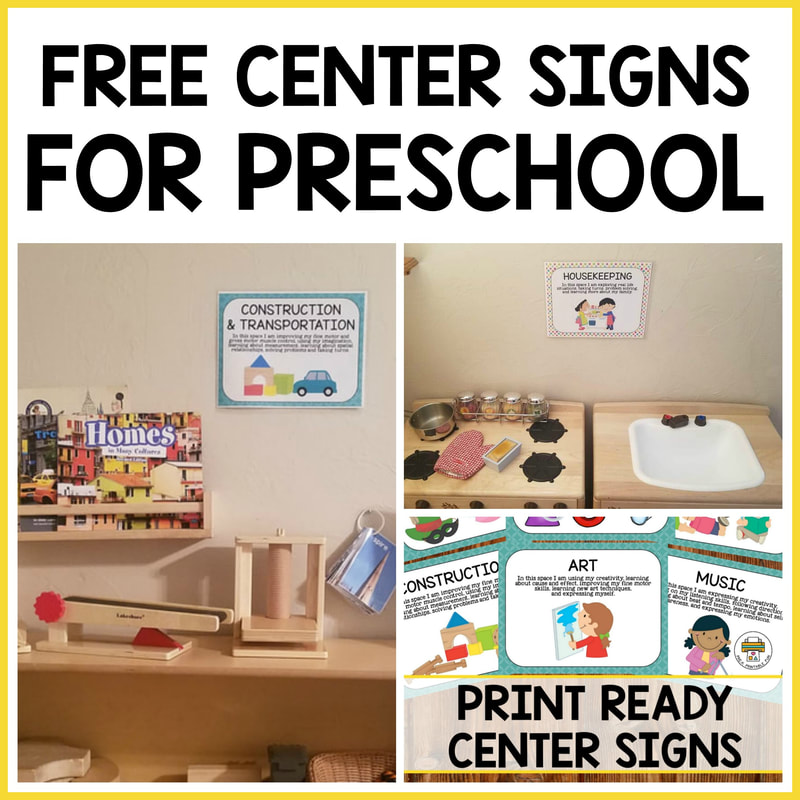 Free center signs for preschool