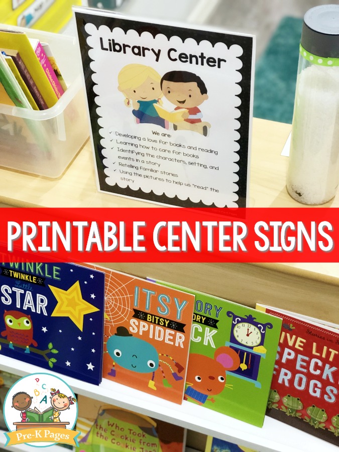 Editable center signs for preschool and pre