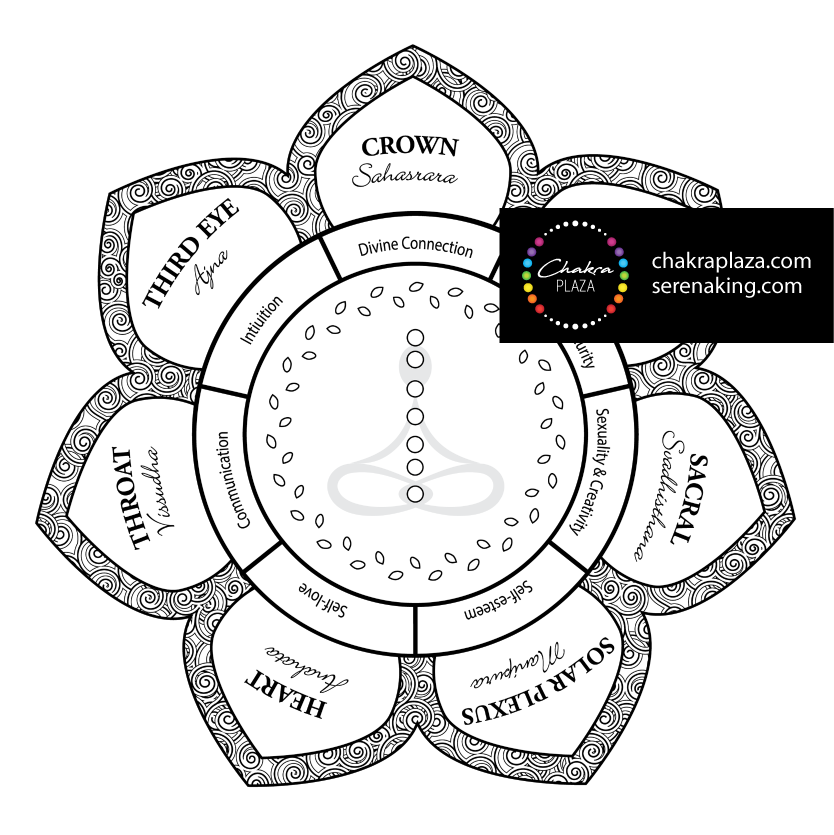 Seven chakra lotus flower coloring page â chakra plaza