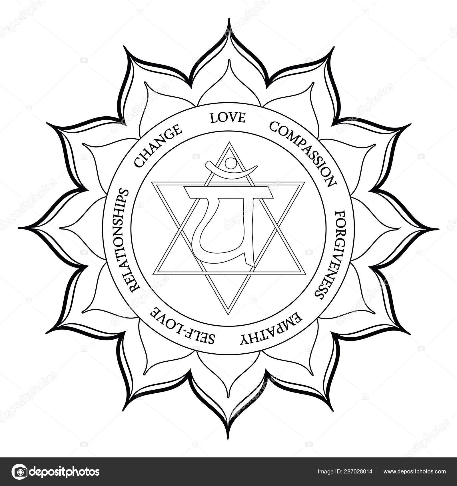 Heart chakra coloring page stock photo by smk