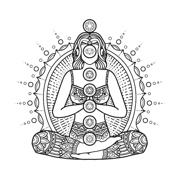 Premium vector yoga mandala design coloring page adult or t