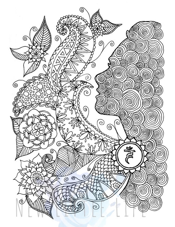 Throat chakra coloring page digital download adult coloring chakra mandala coloring page chakra coloring page throat chakra