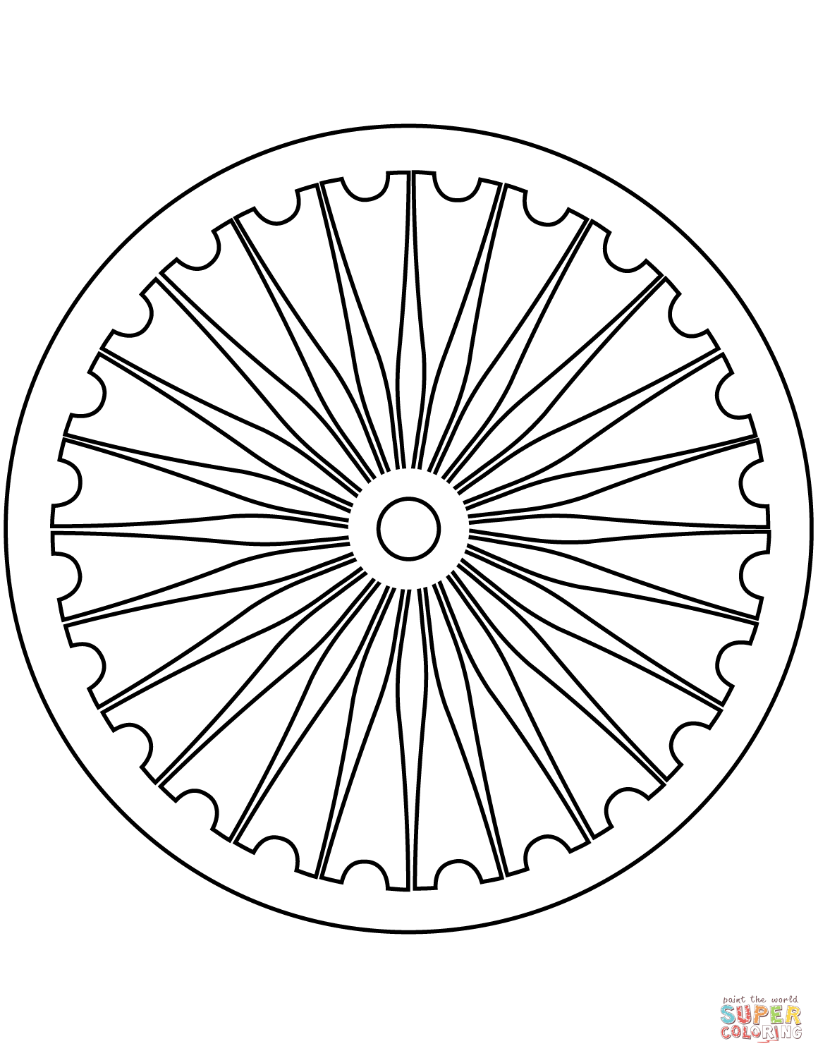 Ashoka chakra coloring page free printable coloring pages