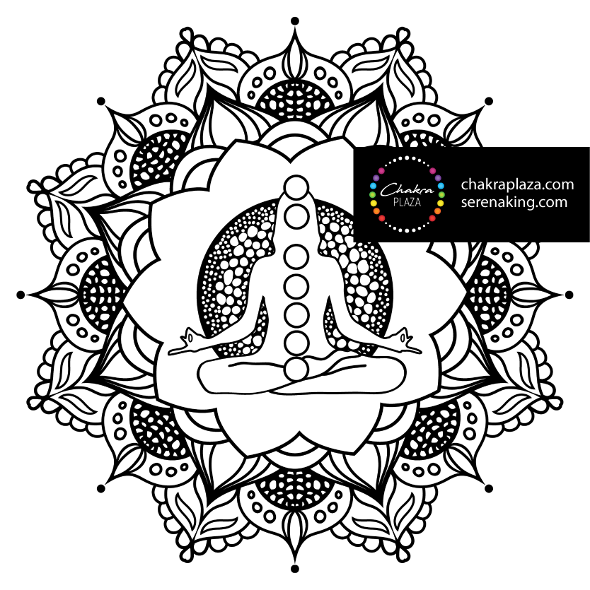 Meditating woman chakra centers mandala coloring page â chakra plaza