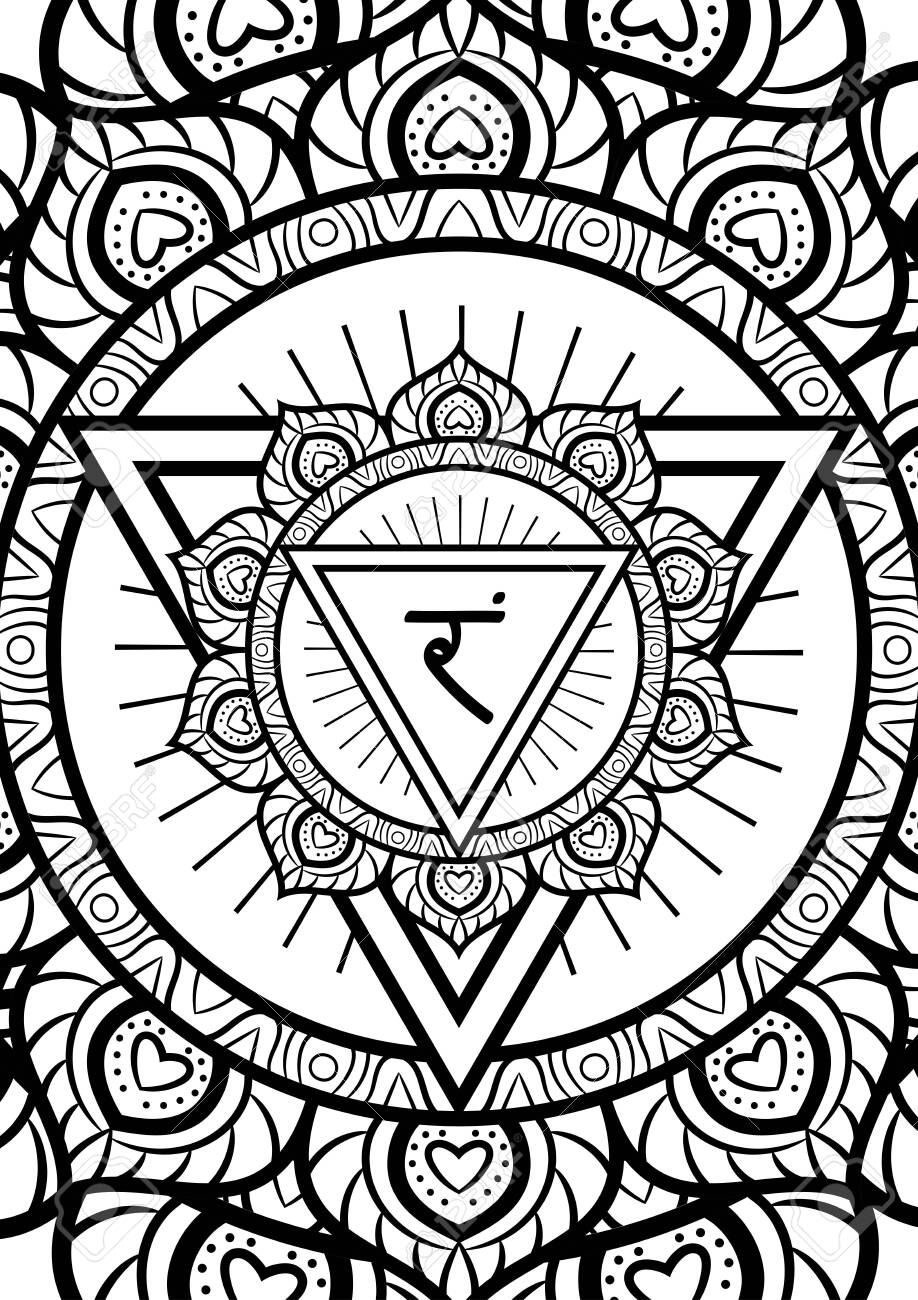 Manipura solar plexus chakra symbol mandala adult coloring book page vector illustration royalty free svg cliparts vectors and stock illustration image