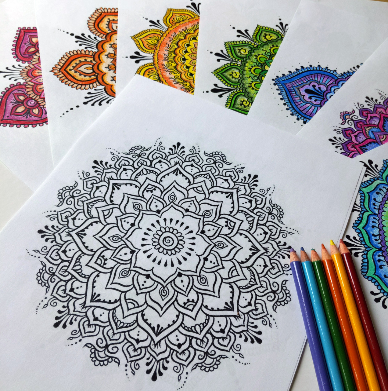 Chakra mandala coloring set