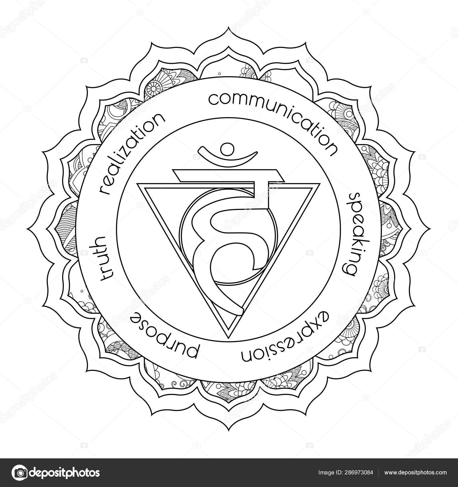 Throat chakra coloring page stock photo by smk