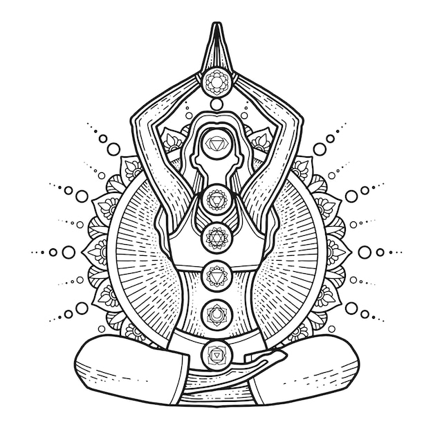 Premium vector yoga mandala design coloring page adult or t