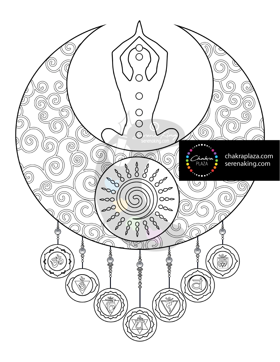 Chakra woman moon sun coloring page â cp â serena king