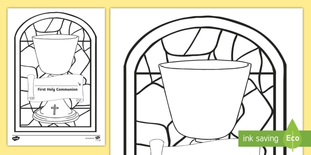 Stained glass chalice first munion colouring pages