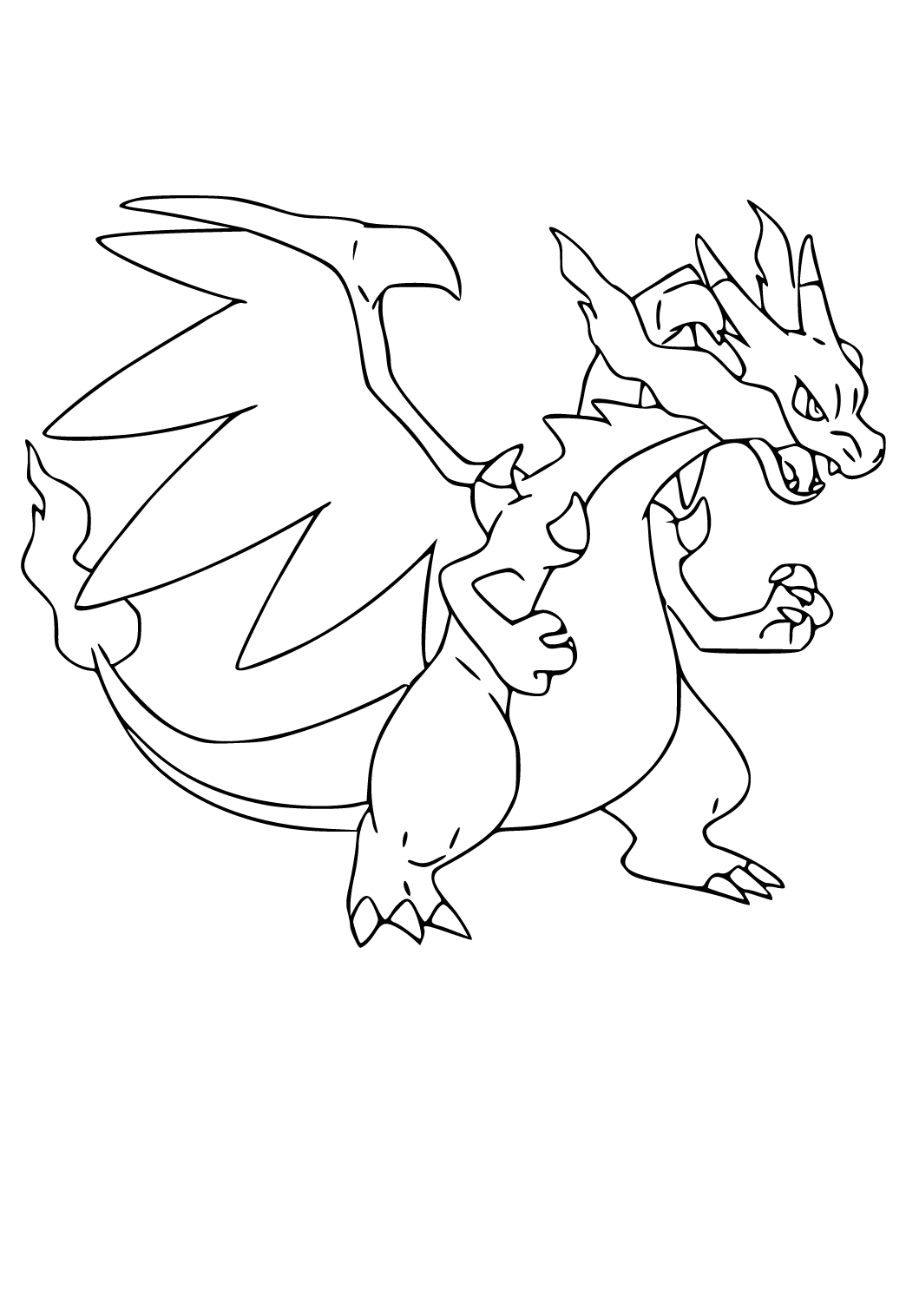 Free printable charizard fire coloring page for adults and kids