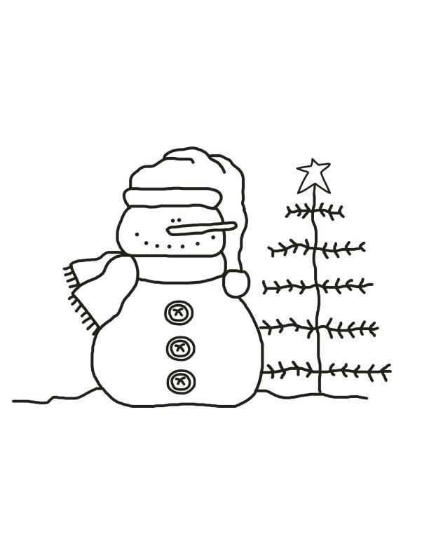 Charlie brown style christmas tree with snowman template