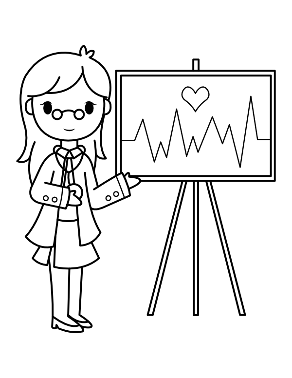 Printable doctor and chart coloring page