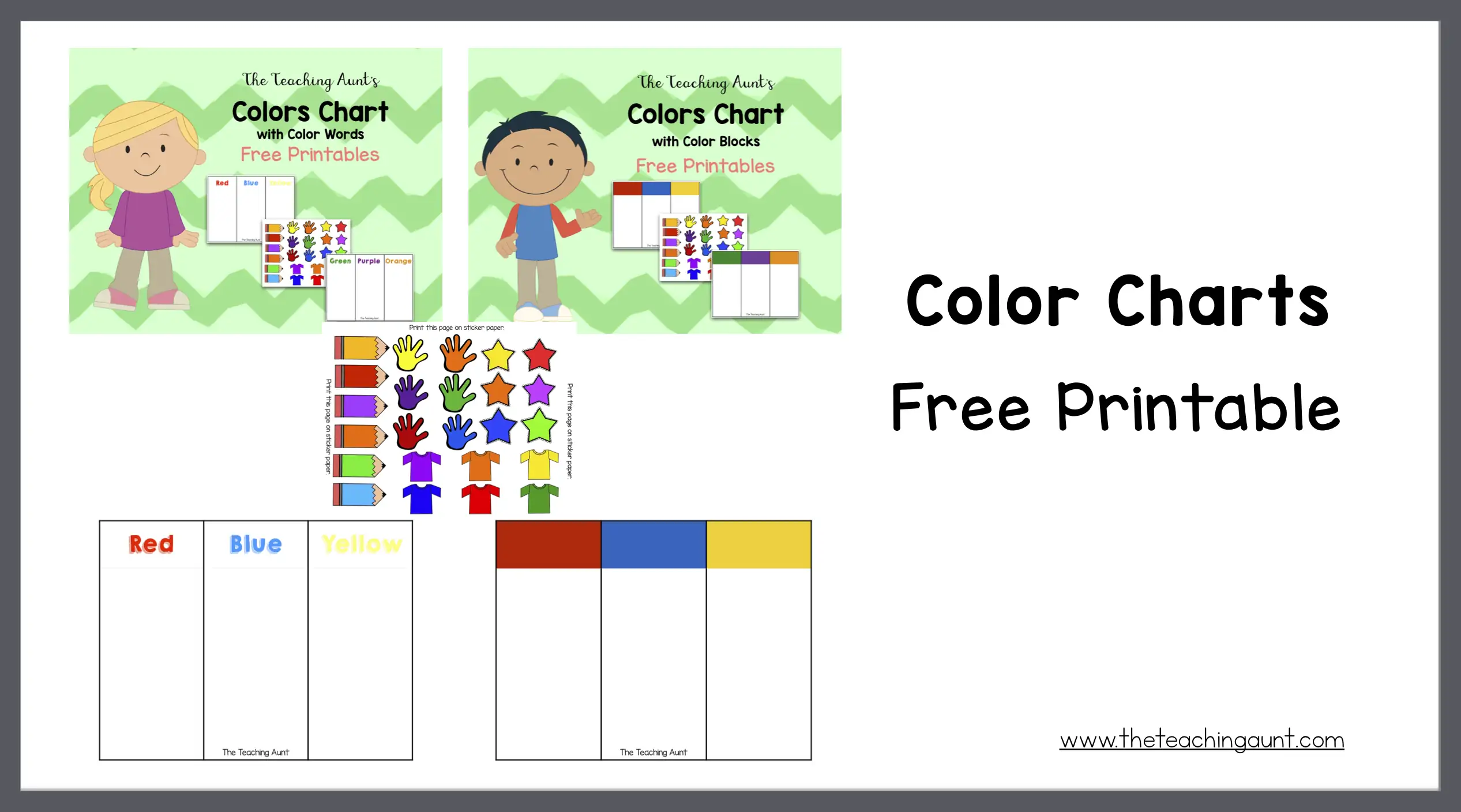 Color charts for toddlers and preschoolers free printable