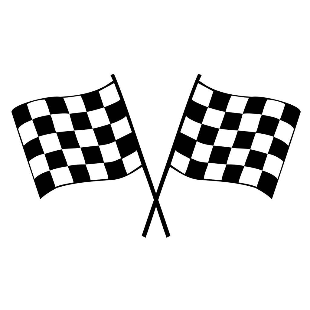 Set of racing flags iron on screen print transfers for fabrics machine washable finishing line checkered flag patch