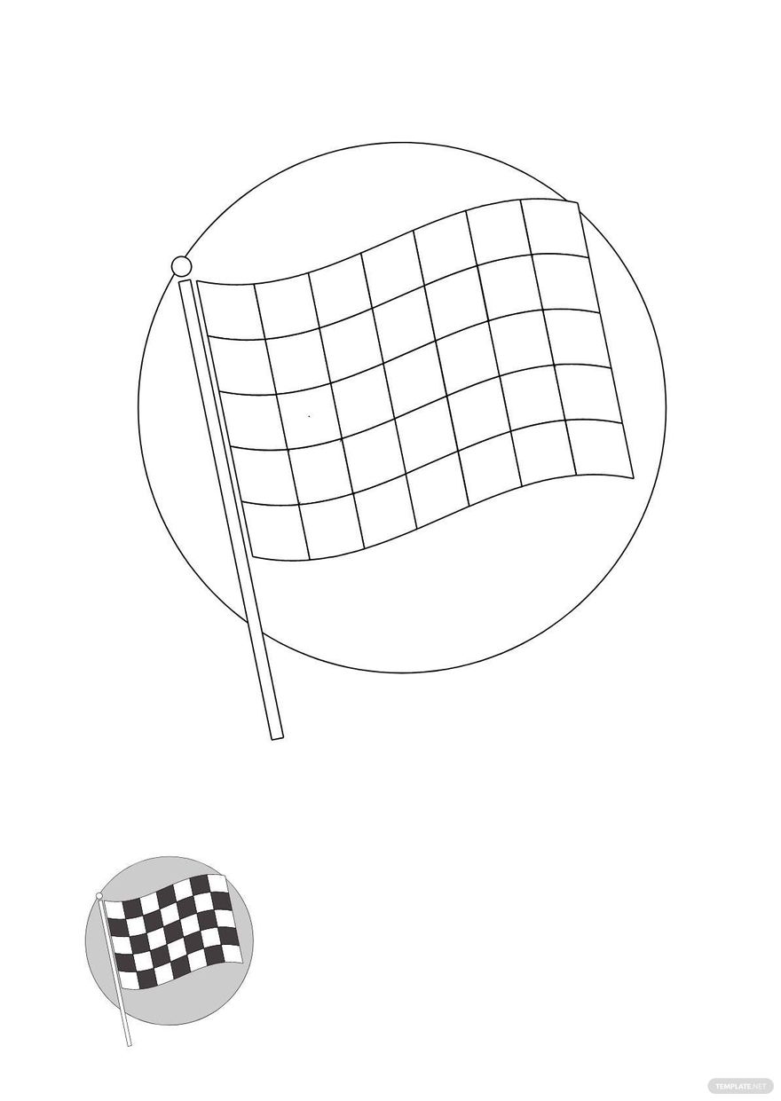 Free white checkered flag coloring page