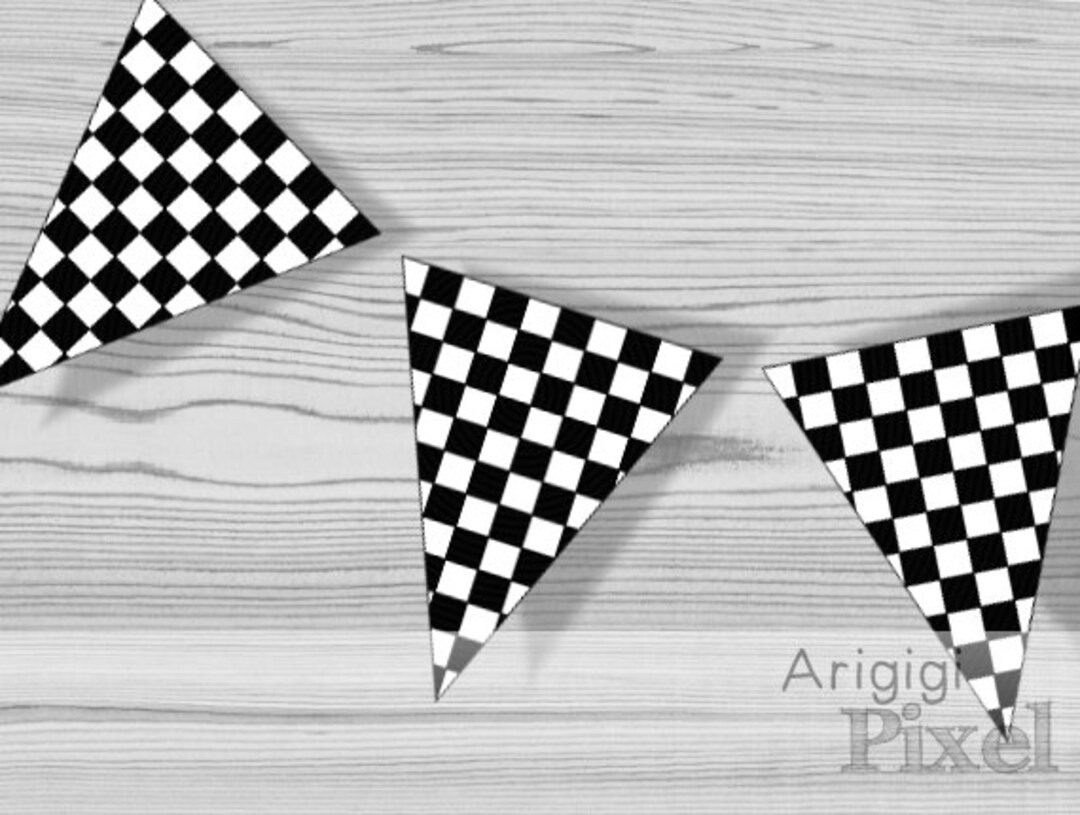 Printable checkered pennants black and white boy birthday party banner race finish line flags download download now