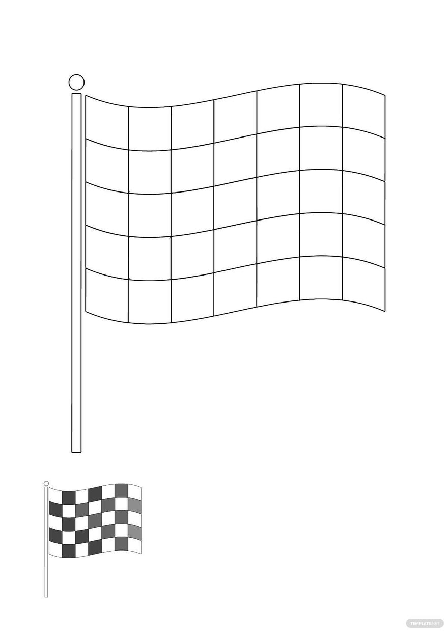 Free faded checkered flag coloring page