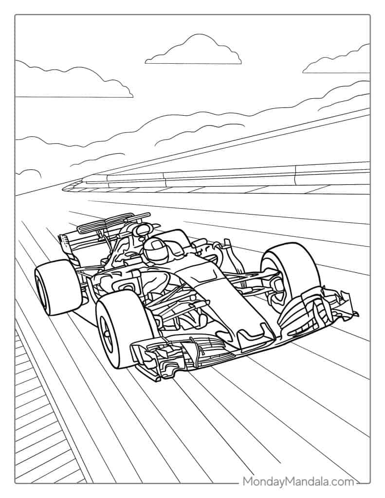 Race car coloring pages free pdf printables