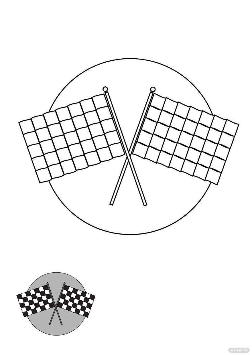 Free crossed checkered flag coloring page