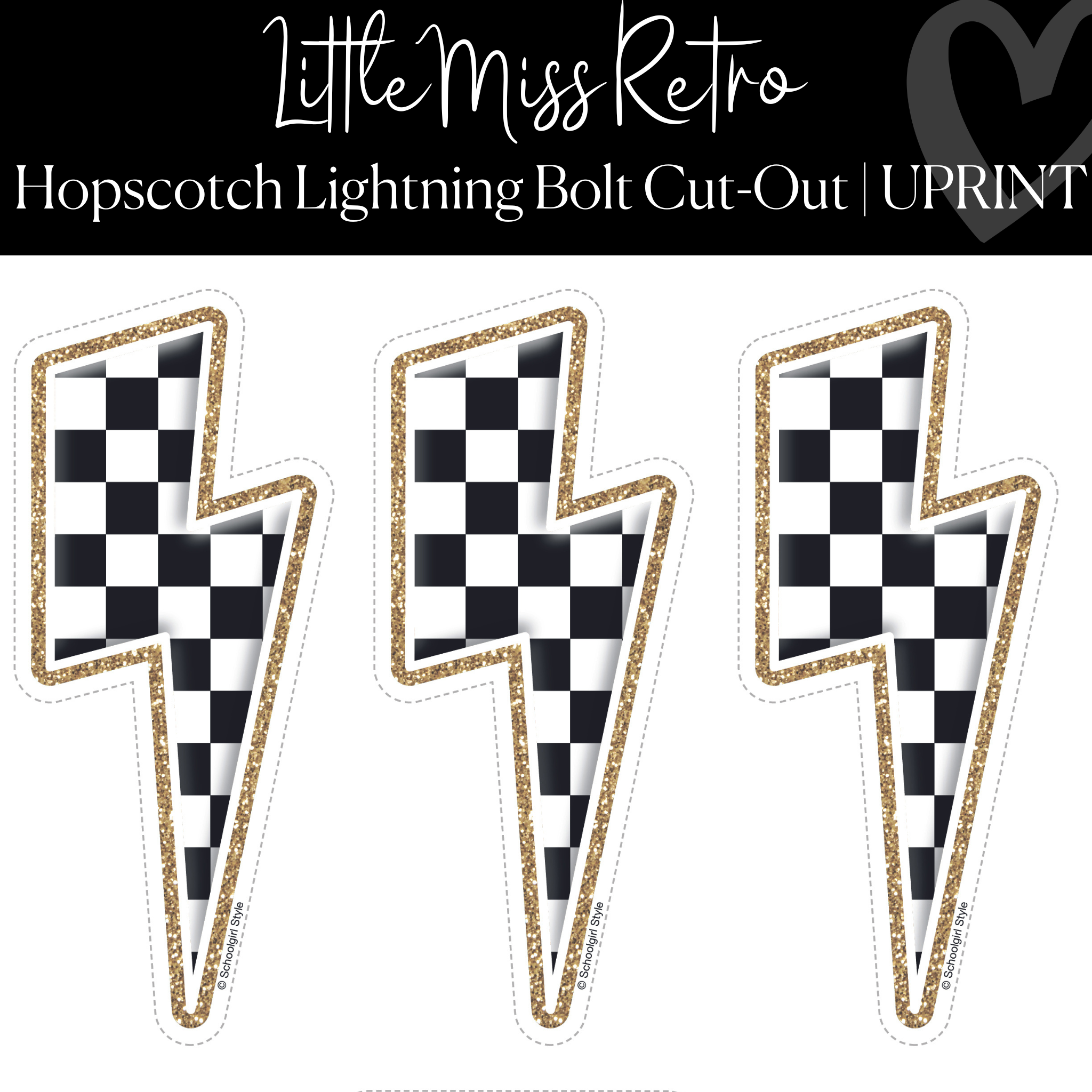 Printable checkered lightning bolt cut