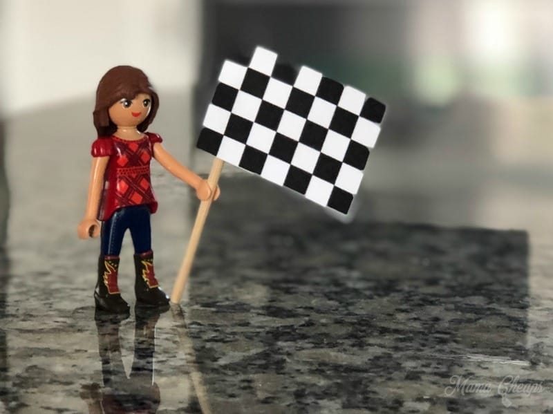 Elf car race free printable checkered flag