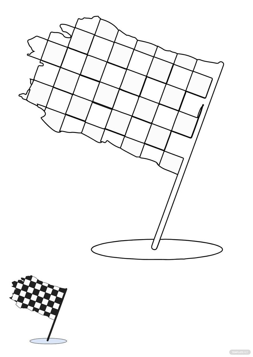 Free distressed checkered flag coloring page