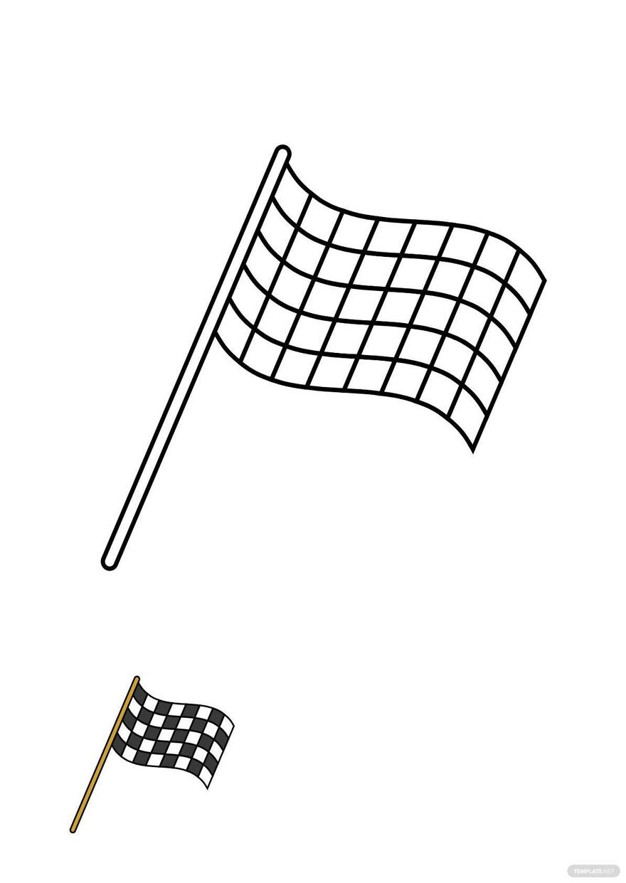 Free cartoon checkered flag coloring page