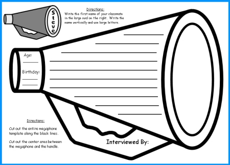 Classmate interview megaphone templates fun back to school lesson plans and ideas