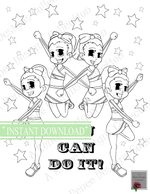 Cheerleader coloring page cheer squad sheet team girl drawing positive artwork summer activities for children fun design for kids