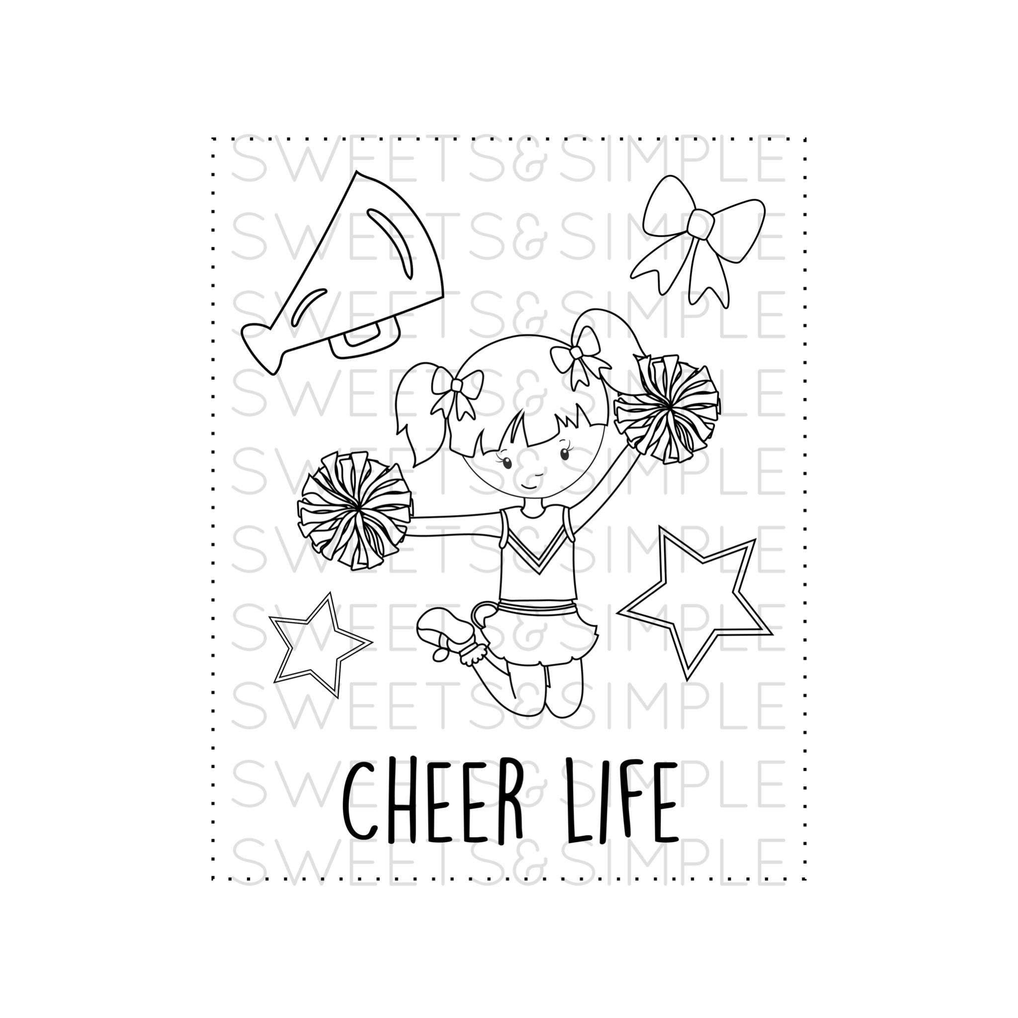 Cheerleader coloring page cheer cheer life chearleading coloring sheet activity page printable instant download