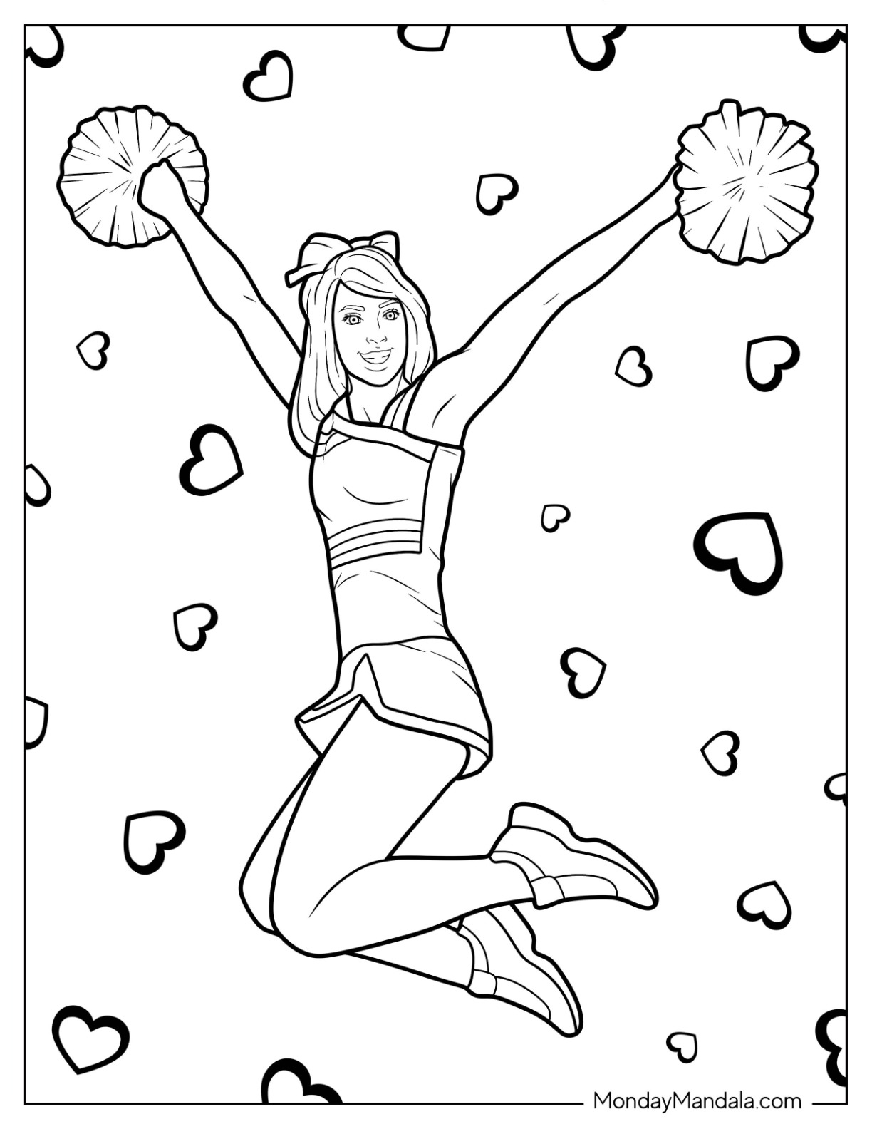 Cheerleading coloring pages free pdf printables